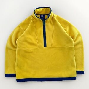 Vintage 90s Gap Sweatshirt Mens Large Yellow 1/2 Zip Arctic Light Fleece Outdoor
